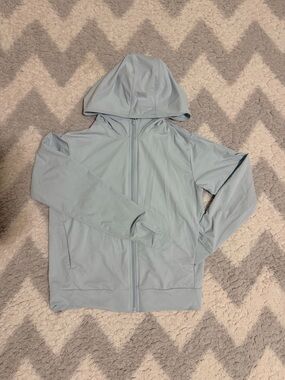 Uniqlo AIRism UV Protection Full-Zip Hoodie Light Blue Hooded Zip-Up Jacket